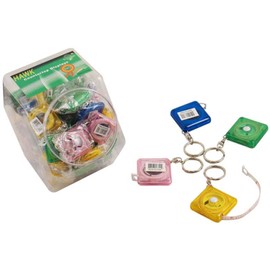 72 Piece Bulk Set of Retractable Fabric Tape Measures in a Counter Top Display