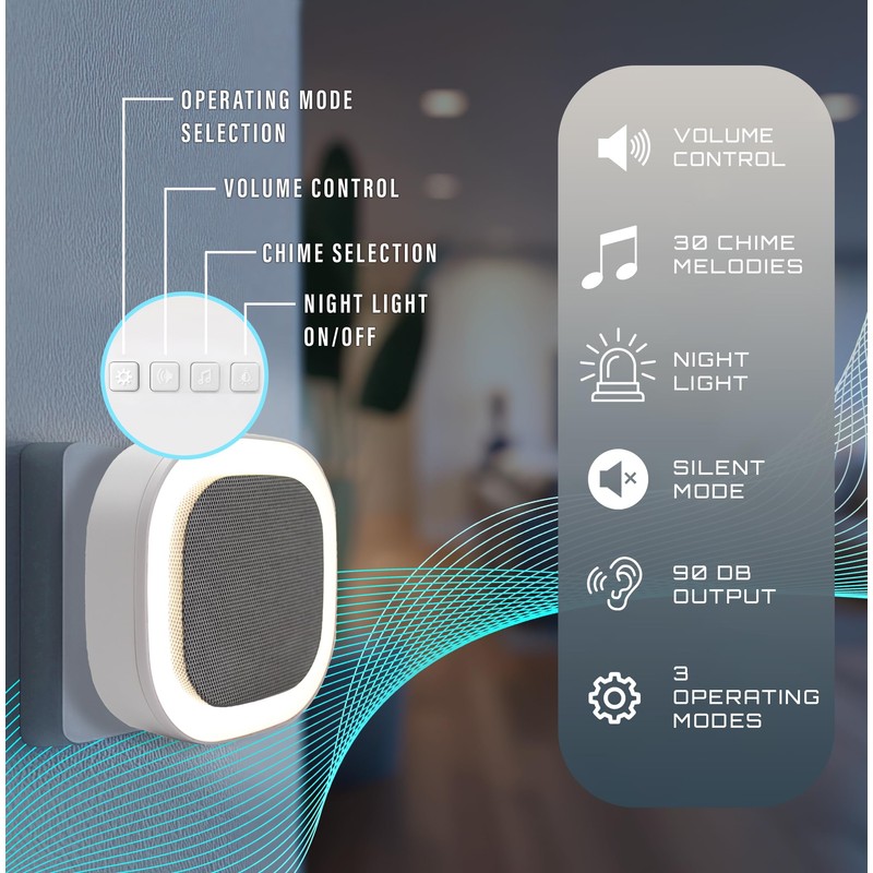 Uni-Com Wireless Plug-in Door Chime with Built-in Night Light, Dusk