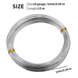 Silver-1.0mm-15M Anodized Aluminum Wire KSVZS Bendable Metal Wire for Crafts,Sculpting,Armature and Daily Use 18 gauge wire