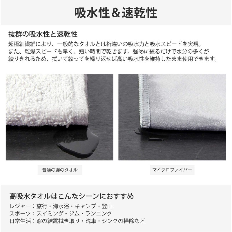 VAXPOT VA-5221 GRY Quick Drying Towel, Swim Towel, Mountain Climbing,