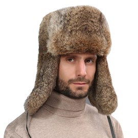 Qchomee Aviator Hat Made of Faux Fur Windproof Hat Earflap Trapper Hat Warm Bomber Hat Trapper Hat Russian Ski Hat Men's Skating Outdoor Brown One Size, brown