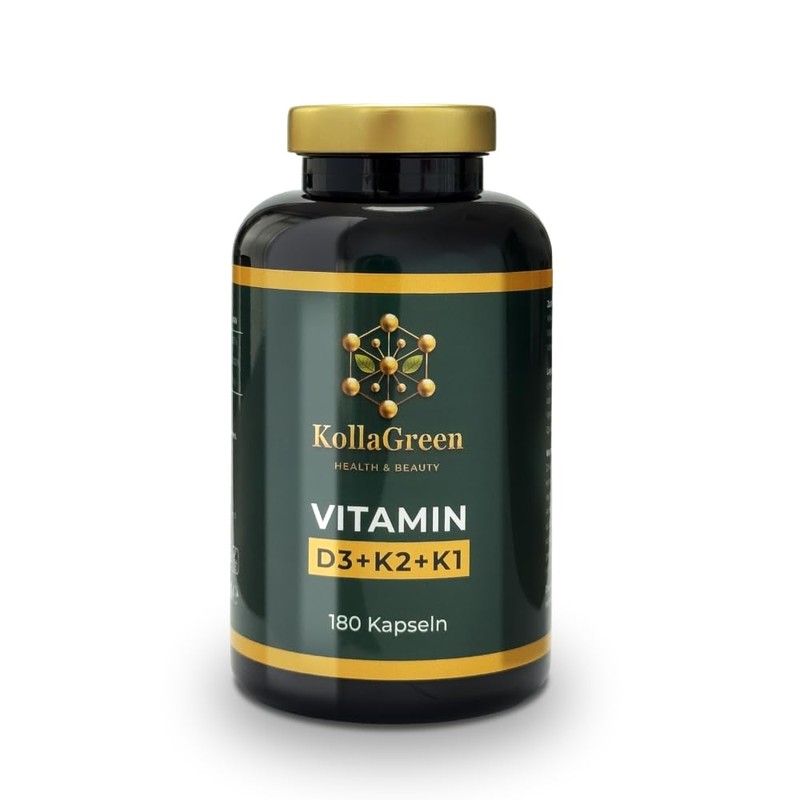 KollaGreen® Vitamin D3 + K2 + K1 – Hochdosiertes Vitamin-Komplex