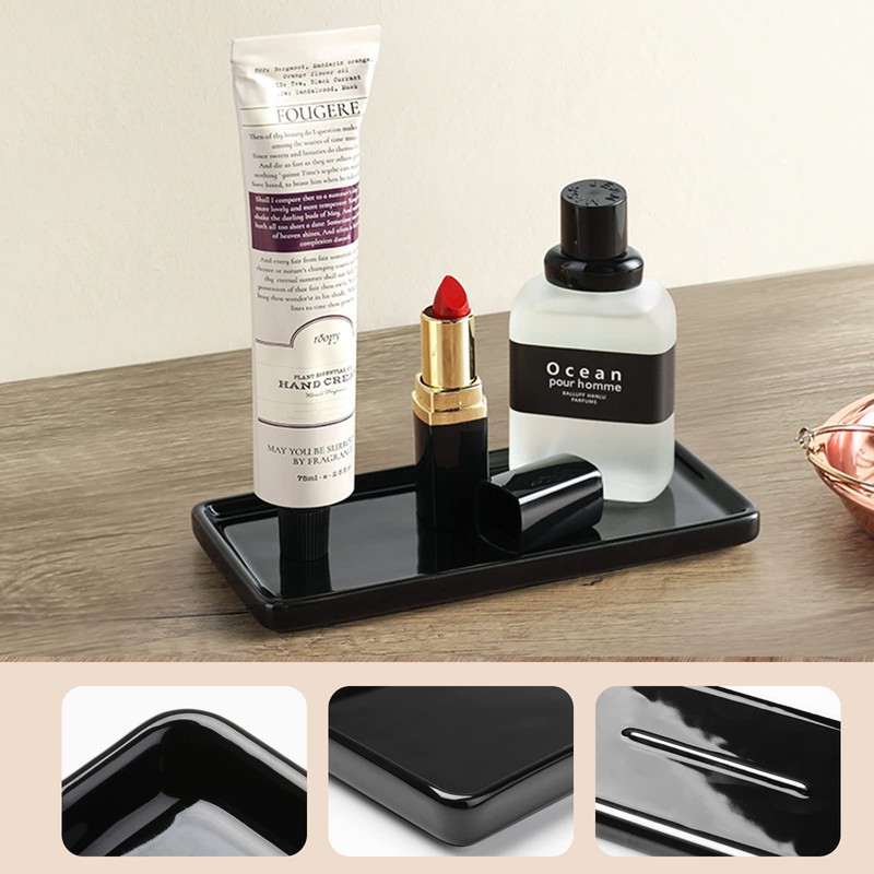 Gurygo 6" Bathroom Trays, Ceramic Vanity Trays for Bathroom, Small