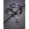 Jovivi Black Obsidian White Turquoise Rosary Beads Necklace Hematite Cross
