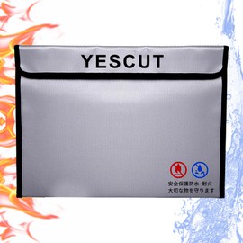 YESCUT 金庫耐火バッグ 集金袋 貴重書類保管ケース 現金収納ケース 耐火ケース 38cm×28cm/23cm×18cm 二つセット 2個セット 防火 防爆 防水 防災バッグ 耐熱2093℃ 耐火袋 大容量 家庭用安心保管袋 (シルバー, 23cm×18cm/一つセット)