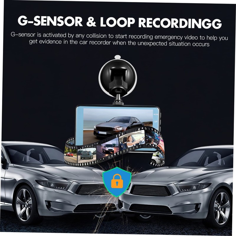 Tofficu Touch Screen Dual Lens Car Dash Cam Front and