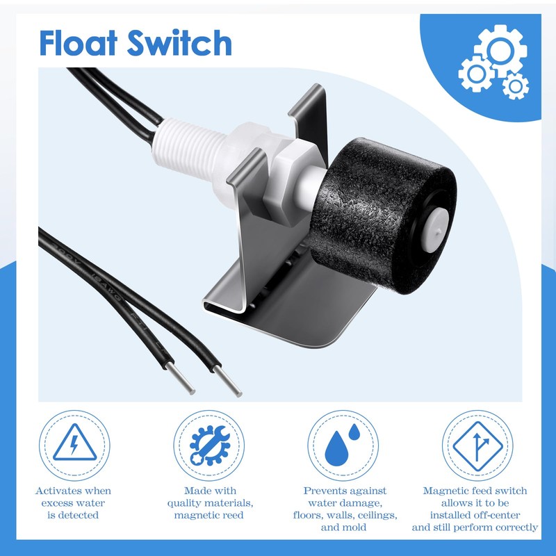 Gulfmew 2 Pack SS3 Pan Float Switch with Condensate Overflow