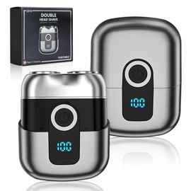 Mini Rasuradoras Eléctricas para Hombres, Ipx6 Impermeable Mini Maquinilla de Afeitar Portátil, Afeitadora Eléctrica Portátil Rotativa de Doble Anillo, Ideal Para Viajes Negocios, Oficina y Camping