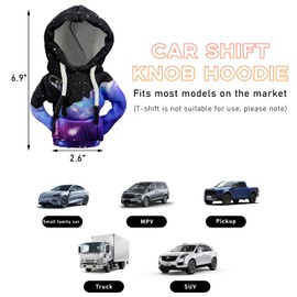 Ohleats Car Gear Shift Hoodie, Mini Funny Fashionable Automotive Gear Shifter Cover, Winter Warm Car Shift Knob Sweater Protector, Universal Interior Car Accessories for Decoration (Starry Sky)