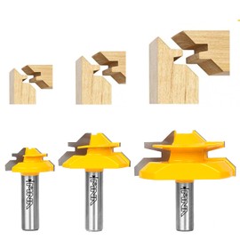 MNA 45 Degree Lock Miter Router Bit 3-Piece Set, for 1/2”, 3/4”, 1” Cutting Height, 1/2 Inch Shank. Easy to Create Lock Miter Joint
