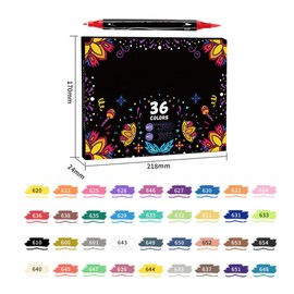UAKERLED 36 Dual Permanent Markers for Adult Coloring Book, Dual Tip with Soft & Fine Point Paint Pens for Rock Painting, Wood, Canvas, Glass, Stone, Ceramic– Art Supplies & Craft Supplies