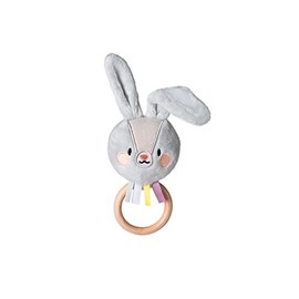 Taf Toys TAF13025 Rylee Bunny Soft Plush Toddler Sensory Easy to Grab Wooden Ring Rattle. Suitable for Newborn Baby Boys & Girls from Birth