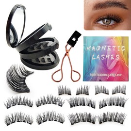 Magnetische Wimpern 16 Stück Magnet Wimpern Ohne Eyeliner Magnetic Eyelashes Wimpern Magnetisch Natürlicher Look 3D Magnetic Lashes Künstliche Wimpern Wiederverwendbar Ohne Klebstoff