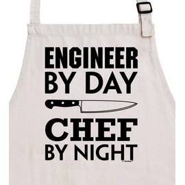 ThisWear Engineer Gifts For Women Engineer By Day Chef By Night Two Pocket Adjustable Bib Apron Cream