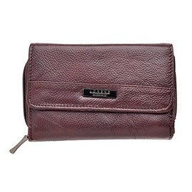 Ladies / Womens Matinee Style Leather Purse with Multiple Compartments - Plum