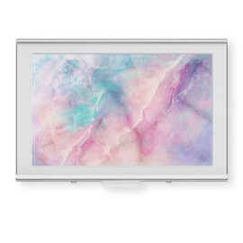 Rouidr Credit Card Holder, Small Credit Card Wallet, Slim RFID Metal Card Holder Wallet, Business Card Case ID Case for Women Men(Colorful Marble)