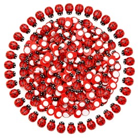 200 PCS Mini Wooden Ladybugs Decor, Self-Adhesive Bug Stickers for DIY Crafts Scrapbooking Gardening Micro Landscape Home Party Decoration