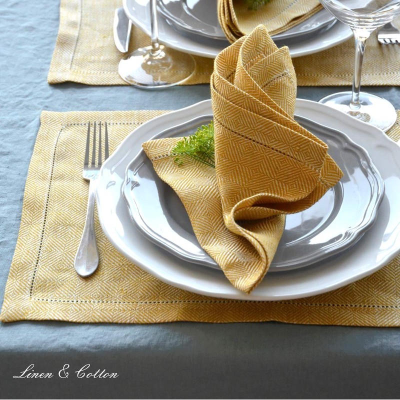 Linen & Cotton Set of 2 Table Mats Placemats Scandi