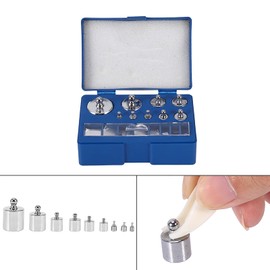 Calibration Weights, 17 Pcs Calibration Weight Set 10mg 20mg 50mg 100mg 200mg 500mg 1g 2g 5g 10g 20g 50g 100g Precision Steel Balance Scale with Tweezers for Jewellery Scale