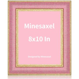 Minesaxel Pink 8x10 Cute Picture Frame,HD Real Glass Unique Fun or Vintage 8 by 10 Photo Frames,Gold Border with Easel for Tabletop and Wall Display 1 Pack
