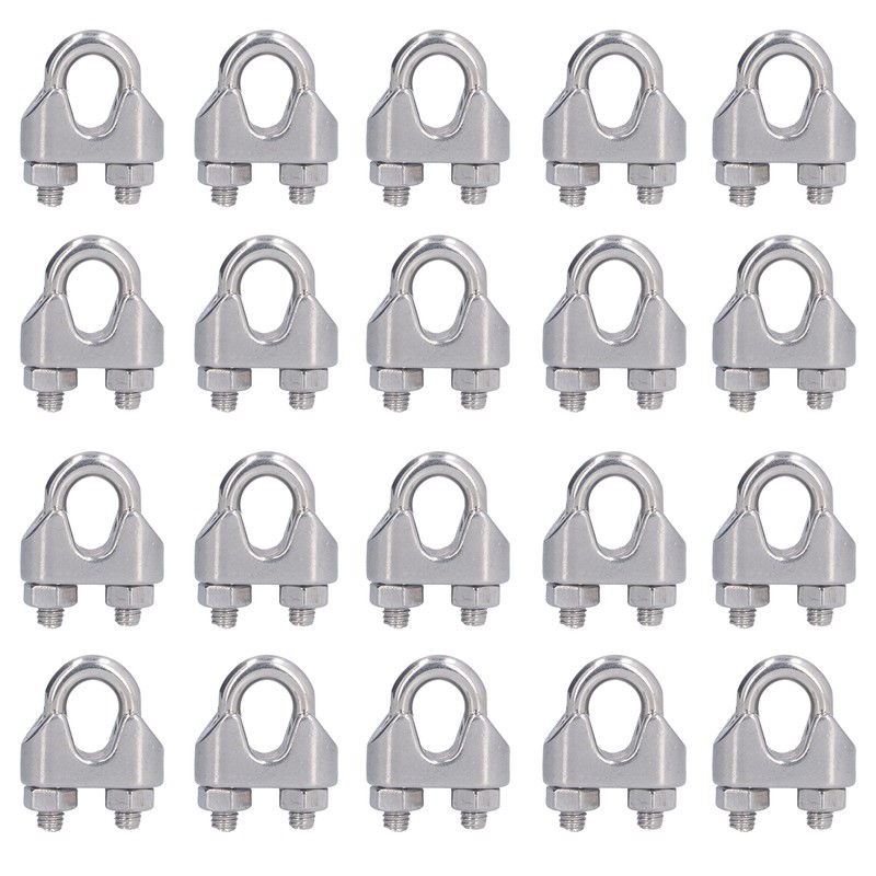 20Pcs Stainless Steel Wire Rope Clamp Hardware Rigging Cable Clip
