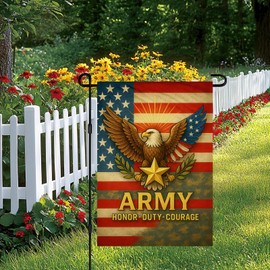 BlissYard Army Garden Flag 12x18 Inch Patriotic Double Sided Yard Flag with Eagle and Star USA American Military Outdoor Decor for Veterans Honor Duty Courage Display