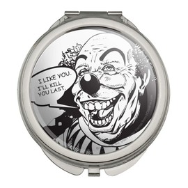 Scary Clown I Like You Kill You Last Funny Humor Compact Travel Purse Handbag Makeup Mirror