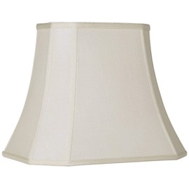 Creme Large Rectangle Cut Corner Lamp Shade 10" Wide x 7" Deep at Top and 16" Wide x 12" Deep at Bottom and 13" Slant x 12.5" H (Spider) Replacement with Harp and Finial - Springcrest