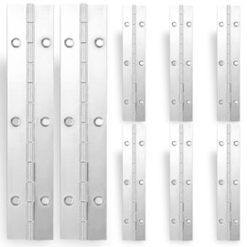 12 PCS Heavy Duty Piano Hinges, 6 Inch 1.2'' Open Width, 0.04'' Silver Stainless Steel Folding Hinges for Storage Boxes, Cabinets, Door, Piano, Wood Furniture