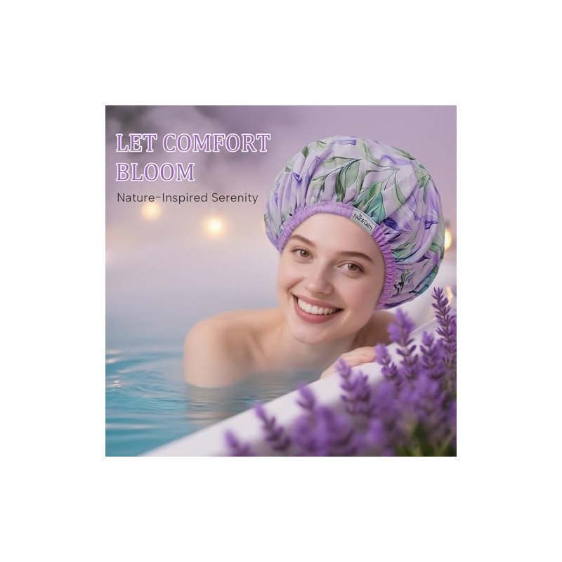 Years calm Gorro de ducha reutilizable e impermeable para mujer,