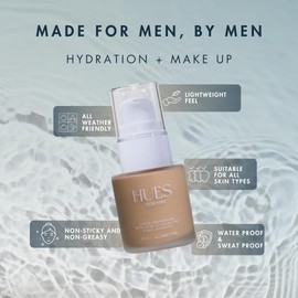 Hues For Him Invisible Foundation for Men – Medium-Coverage, Lightweight & Hydrating | Natural Look Makeup | Oil Control & Sweat-Resistant | 4 Shades | Natural Glow