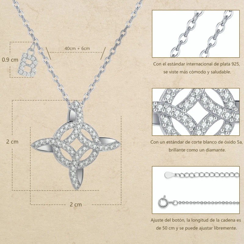 Joyeria Mujer Collare De Plata 925 Collares Nudo De Bruja