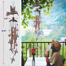 AttoShow Hummingbird Wind Chimes for Outside Windchimes Outdoor/Indoor, Home, Lawn, Porch, Yard Decorations,Metal Garden Decor Hummingbird Wind Chimes Gifts for Women/Men Birthday Gifts Memorial Gift