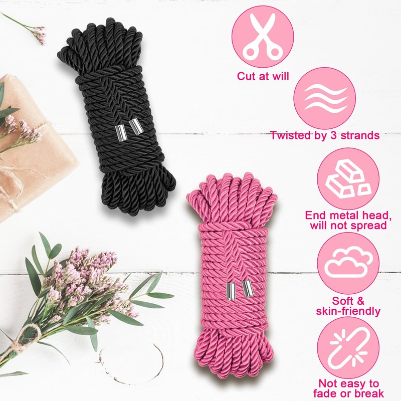 Coldairsoap Soft Silk Rope, Pink Nylon Rope Skin Friendly Twisted
