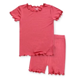 Vaenait Kids Short Sleeve Sleepwear Pajamas 2pcs Set Shirring Rosecoral L