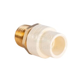 Supply Giant CSDQN034 Male x PVC Adapter Transition Pipe Fitting Durable Over Molded One-Piece Design 1/2 in. Lead Free Brass