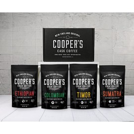 Gourmet Decaffeinated Coffee Sampler Gift Box Set | Whole Bean Coffee 4 bags, Ethiopian, Colombian, Timor, Sumatra Water Processed (Whole Bean, 16oz Decaf)