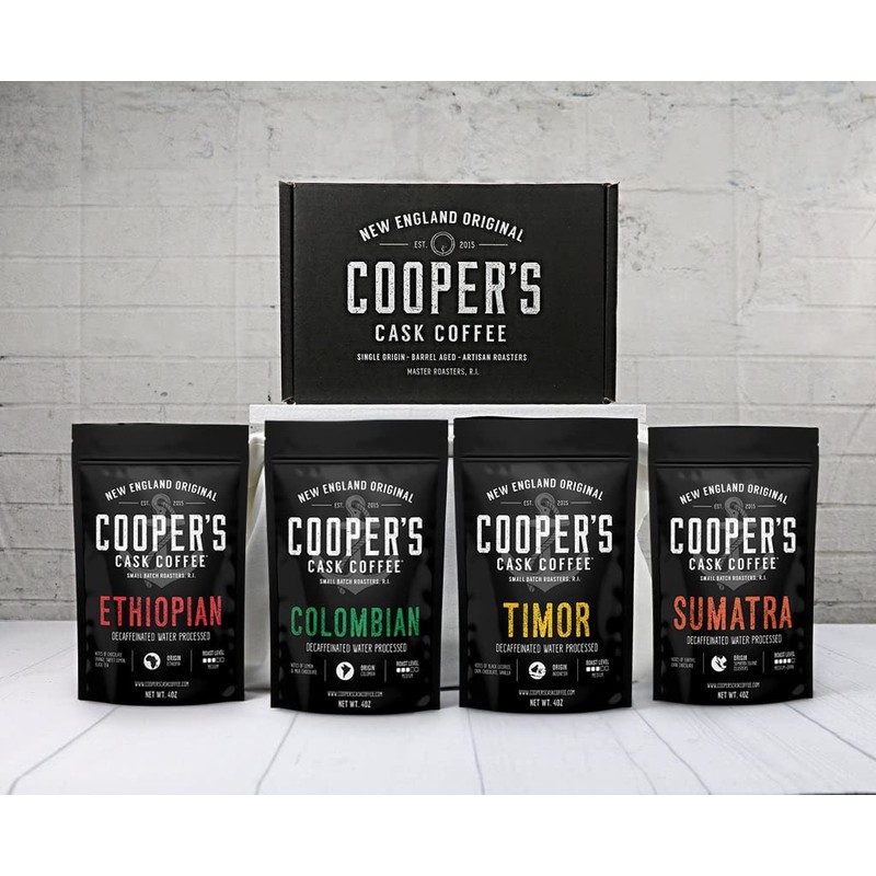 Gourmet Decaffeinated Coffee Sampler Gift Box Set | Whole Bean