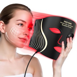 Máscara de terapia de luz roja para cara, 7 colores, máscara facial LED, terapia de luz con control remoto recargable, dispositivo portátil antienvejecimiento y rejuvenecimiento de la piel para uso doméstico o viajes, regalo ideal para mujeres