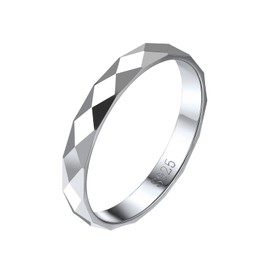 Bandmax 925 Silver Women Ring Multi Faceted Prism Cut Ring Ceramic Ring Polished Dome Comfort Fit Wedding Bands Size 5