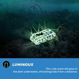 A1FISHER 1 PCS Luminous Crab Snare Traps Grabber with Galvanized Vinyl Coated Steel Wire Mesh, with 6 Loops, 1OZ Galvanized Steel Block, Rectangular Crab Snare for Dungeness, Rock, Blue Crab