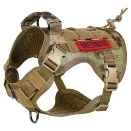 OneTigris Fire Watcher Tactical Dog Harness, MOLLE Safety Harness, Service Dog Vest with 1 Handle and 2 No-Pull D-Ring, 1000D Nylon (XS, Multicoloured)