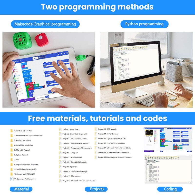 KEYESTUDIO BBC Microbit V2.2 Starter Kit, Micro Bit Car Kit,