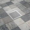 Square Shower Drain w/PVC Bonding Flange Base, 6" Brushed