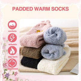 Colaren 5 Pairs Warm Fluffy Socks Womens, Soft Cat Claw Coral Fleece Fuzzy Socks for Winter Home Sleeping, Multicolor