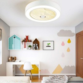 Ceiling Fan with Lighting, LED Fan Ceiling Fan, 36 W, Ceiling Lighting, dimmable with Remote Control, 3 Files, Adjustable Wind Speed, Modern bedroom (22 inches) (white)