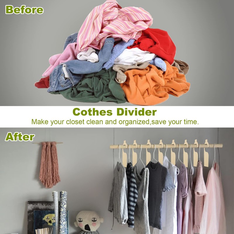 21 Pack Blank Clothing Rack Divider, Wooden Closet Size Divider,