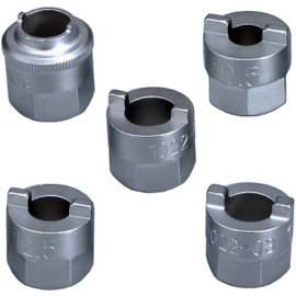 Alkan 1137 Special Inserts 5-Piece (Counter-Holder Socket/Pin Key) for Suspension Strut or Shock Absorber - Bore Diameter 10.5 mm, 12.5 mm, 14.0 mm, 14.5 mm