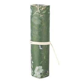 Rollo de estuche para lápices, estuche para lápices de lino vintage Estuche para lápices enrollable de lona colorida con forro de correa de terciopelo Buckskin para lápiz(Verde)