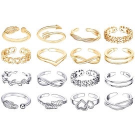 MAGIDOVE 24PCS Adjustable Toe Rings for Women Open Toe Ring Knot Toe Ring Summer Beach Foot Jewelry (gold & silver)